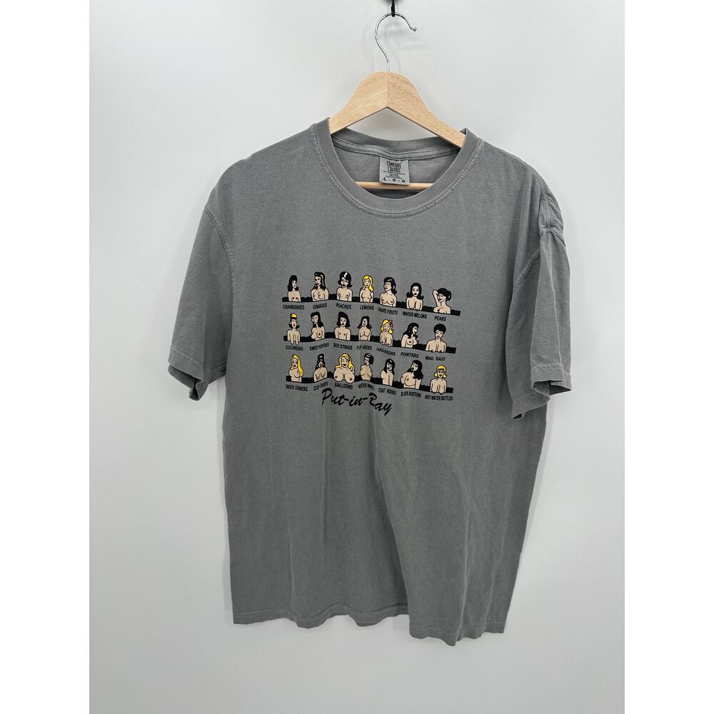 Comfort‎ Colors Put in Bay Tee Unisex Large Gray Ta-ta's Short Sleeve Casual